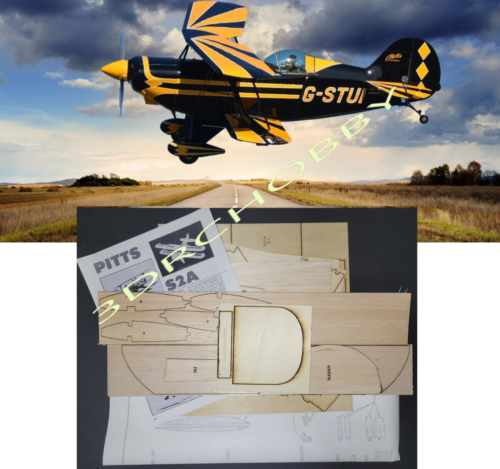 Pitts S-2A 41" Wingspan R/C Airplane Laser Cut Balsa & Ply Short Kit - Afbeelding 1 van 6