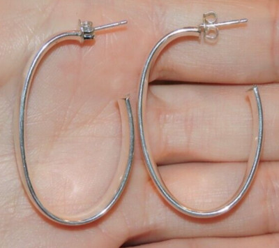 Jacmel Mauritius JCM Sterling Silver 925 Hollow Open Tube Hoop Earrings