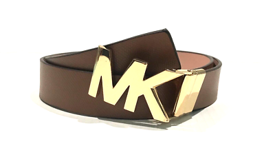 Michael Kors Twist Reversible Belt in L, Gold-tone buckle & 2-tone leather. One Michael Kors Belt Twist Reversible MK Gray Tan Logo Gold  main image 3