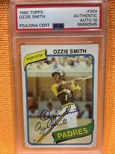 Ozzie Smith HOF Autograph 1980 Topps #393 PSA/DNA Certified Auto 10 Authentic