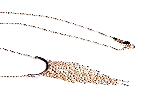 14K GOLD FANCY TWO TONE LARIAT NECKLACE CHAIN - Picture 3 of 3