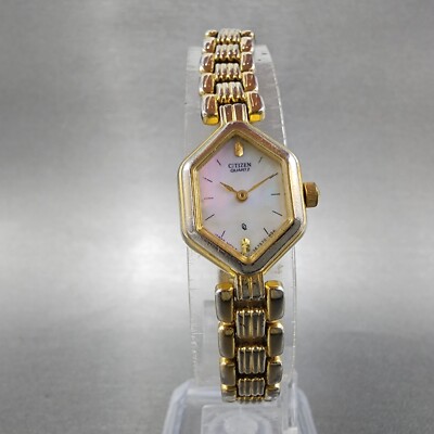 Citizen Watch Women 17mm MOP Dial Two Tone Hexagon 3220-s24442 New