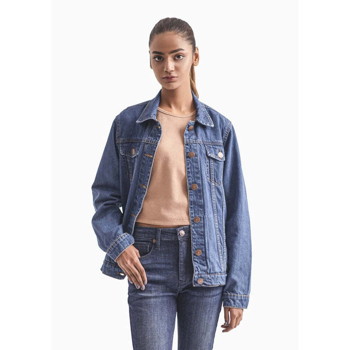 Women's Mid Wash Classic Denim Jacket Blue | eBay