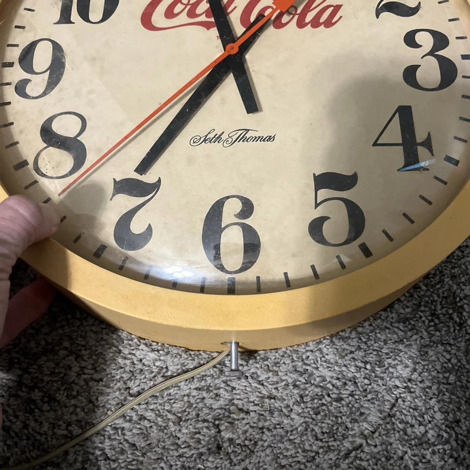 Reloj de Pared Eléctrico Coca-Cola Seth Thomas Años 50 Vintage Coca-Cola Original COMO ESTÁ Foto 2 de 4