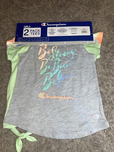 Girl's Champion 2 Pack Active Top Green Gray Size 4 - Picture 9 of 12