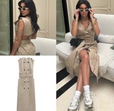 ZARA WOMAN BELTED GABARDINE DRESS LIGHT WHISKEY 2865/347