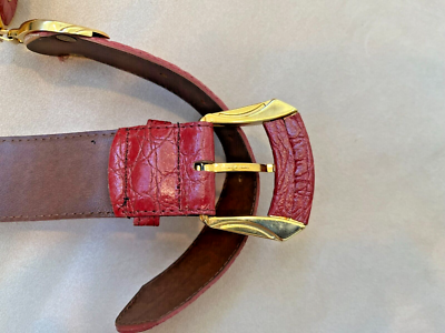 Croute De Cuir Vachette Vintage French Leather Belt Reptile 