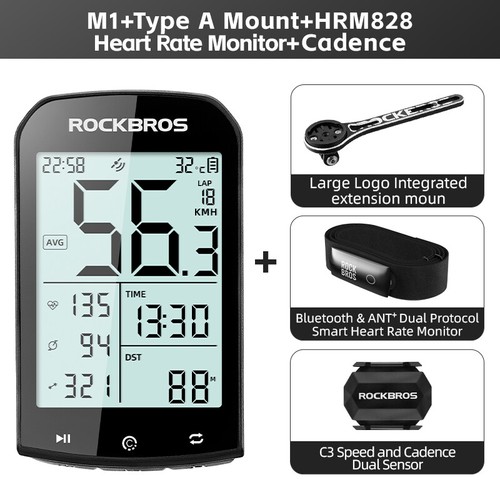 ROCKBROS Bike Computer GPS Speedometer Heart Rate Monitor Cadence Speed Sensor - Picture 20 of 25