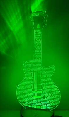 STAIRWAY TO HEAVEN Led Zeppelin - Acrylic Guitar W/Lyrics Multi-Colored LED Lamp