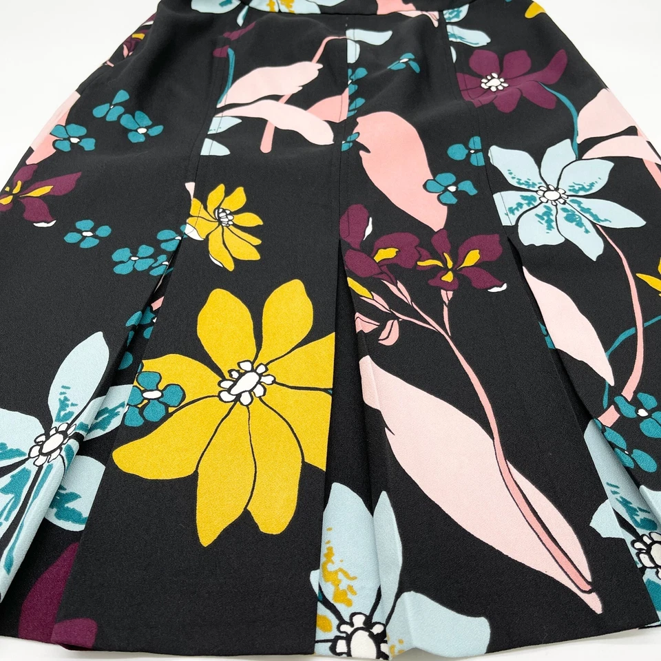 Falda Who What Wear para mujer talla 2 plisada floral oscura mod línea A negocios Foto 3 de 4