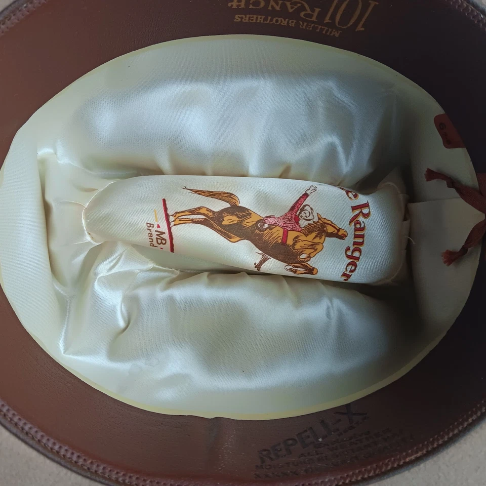 Chapéu de cowboy vintage Open Road 100% lã feltro forrado de cetim pulseira de couro. - Imagem 3 de 4