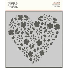 Crafts Plastic 6X6" Stencil Simple Stories Happy Hearts Floral Heart Flowers