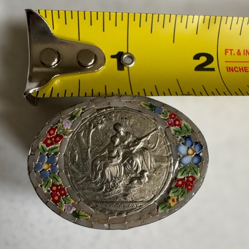 Antico portapillole coppia corteggiamento micro mosaico argento Italia vittoriana - Foto 12 di 12