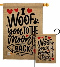 I Woof You Garden Flag Dog Animals Decorative Small Gift Yard House Banner
