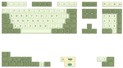 Matcha Keycaps Green Cute PBT Dye-sublimation OEM Profile Full Layout 128 Keys