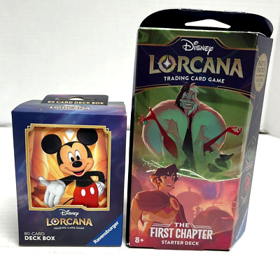lorcana mickey starter deck Disney Lorcana Lot Emerald Ruby Starter Deck, Mickey Mouse Deck Box & Bonus  Pack