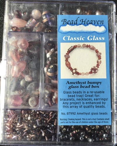 Bead Heaven Classic Glass Amethyst Bead Box for Beading and Jewelry Making
