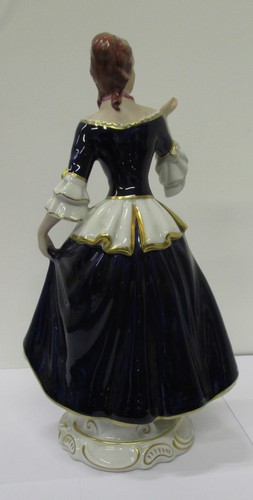 Statuina dama porcellana e biscuit - statua - blu cobalto - elegantissima! - Foto 9 di 12