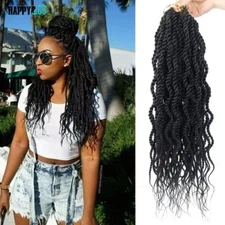 16 Inch WaveTwist Crochet Hair Curly Ends Synthetic Natural 1B Pre-twisted 