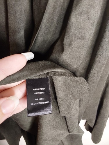 Torrid Green Faux Suede Drape Front Jacket Cardigan Size 4x - Picture 5 of 6