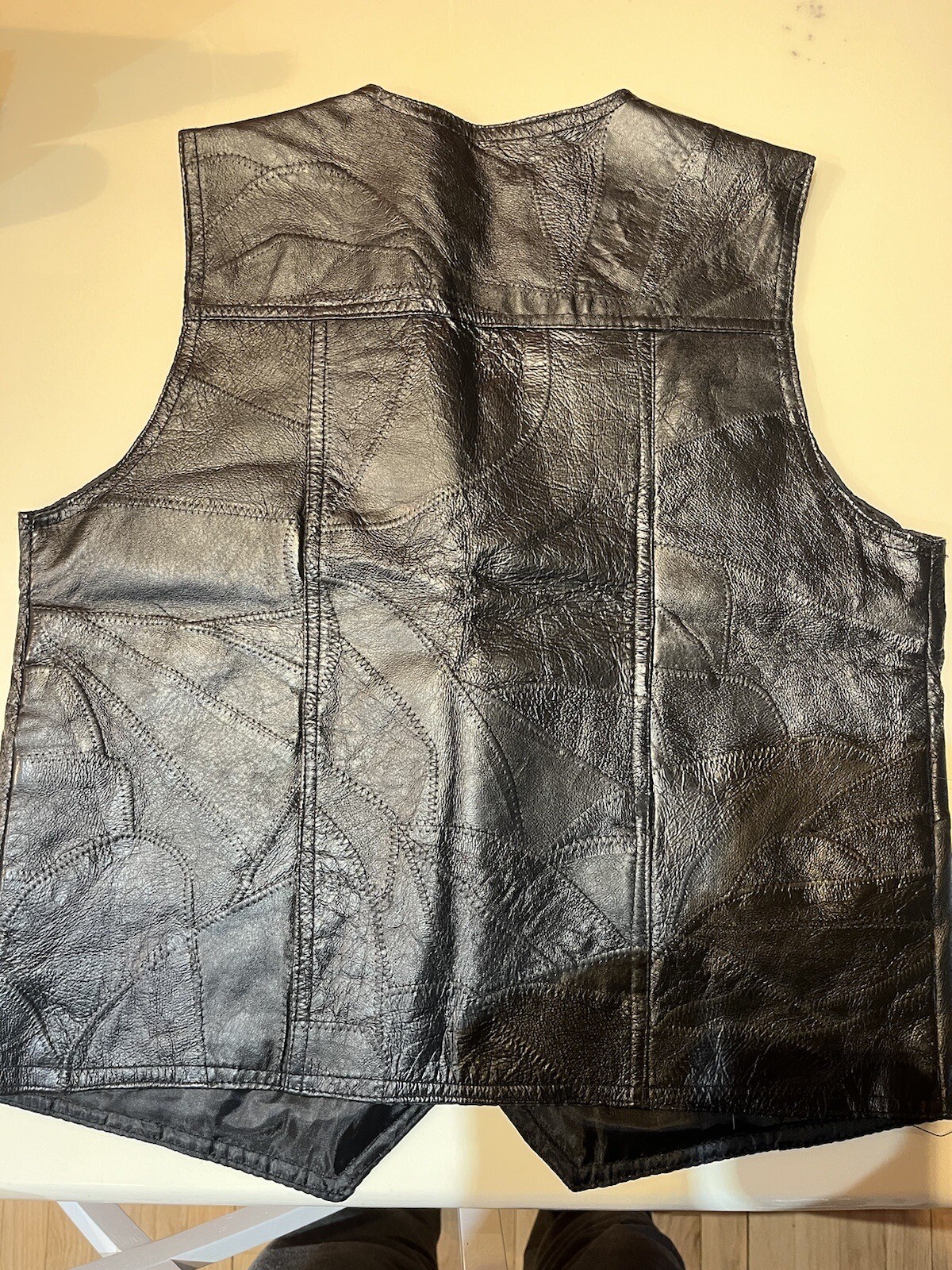 Black Button Down Leather Vest By Genuine Leather… - image 5