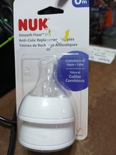 2-Pack NUK Smooth Flow Pro 0 m Nipples Anti-Colic Silicon Nipple  Collar