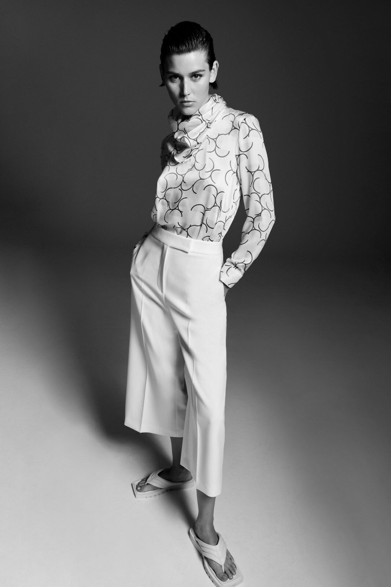 zara satin effect printed top