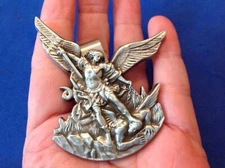 ARCHANGEL ST MICHAEL VISOR CLIP SAFETY Protection Saint Pewter Medal 