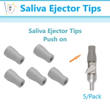 DCI 5754 Dental Saliva Ejector Vacuum Valve Rubber Tip Gray Autoclavable, 5/Pack
