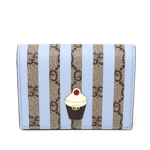 Gucci Gg Supreme Porte Carte Portefeuille avec Porte Billets Monnaie Crème Glacée 701489 Bleu Be