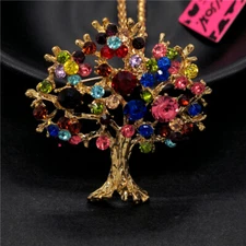 New Fashion Women color AB cute hope tree Crystal Pendant Chain Necklace