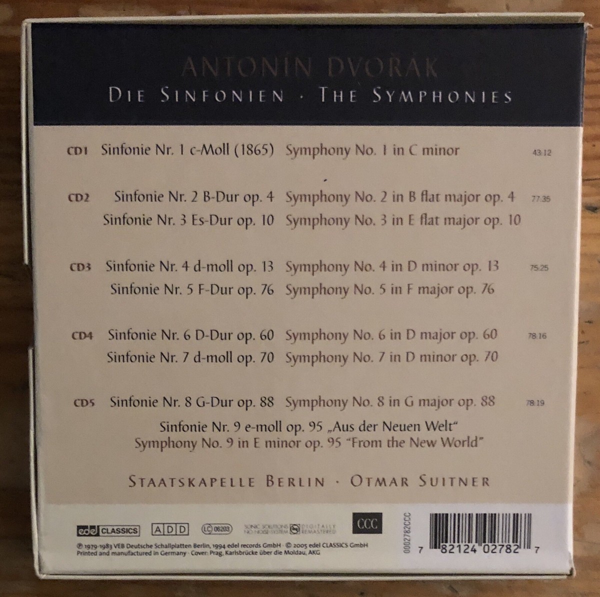 Dvorak The Symphonies CD 5 Disc Set Staatskapelle Berlin Otmar