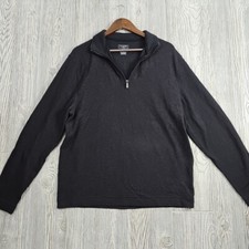 Van Heusen Flex Sweater Mens Large Gray Long Sleeve 1/4 Zip Classic Fit Pullover
