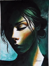 ARTIST ORIGINAL acrylic painting MODERN ABSTRACT WOMAN Portrait EXPRESSIVE ART