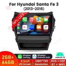 2+64GB Android13 CarPlay Car Stereo Radio GPS SWC For Hyundai Santa Fe 2013-2016