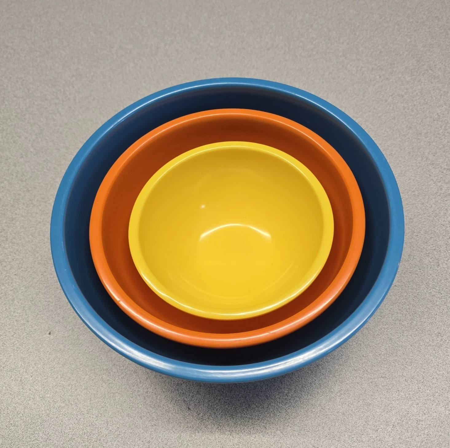 Set Of 3 Oggi Melamine Mixing Bowls Blue Orange Yellow Dishwasher Safe Nesting