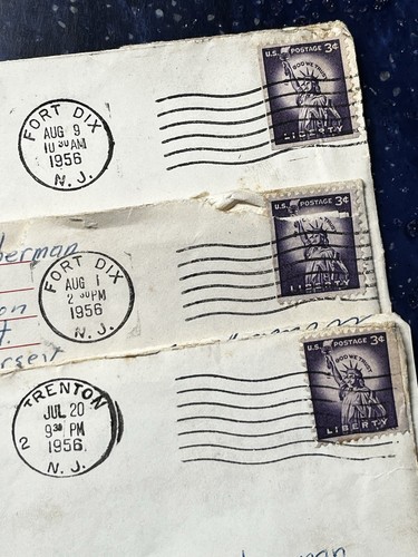 Collection Of Over 35 1956 RARE Purple Lady Liberty 3¢ Postage Stamp Used - 第 7/18 張圖片