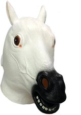 Elegant White Horse Latex Head Mask for Enchanting Costumes and Imaginative...