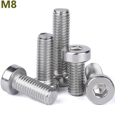 M8 - 1.25 A2 Stainless Steel Low Head Socket Cap Screws Allen Key Bolts DIN 7984