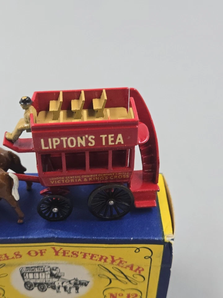 Vintage 1950s Matchbox Lesney Models Of Yesteryear #12 Horse Bus (Lipton Tea)... - Image 2 of 4