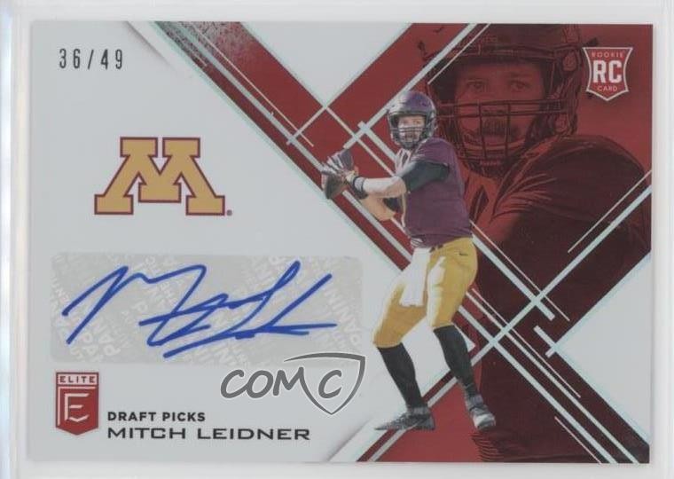 2017 Panini Elite Draft Picks Aspirations Red 36/49 Mitch Leidner #152 Auto 3j2