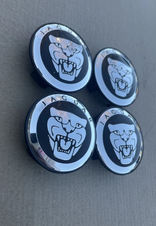 JAGUAR Juego de 4 Tapacubos Centrales Negro 59mm - - Satisfacción Garantizada Foto 2 de 4