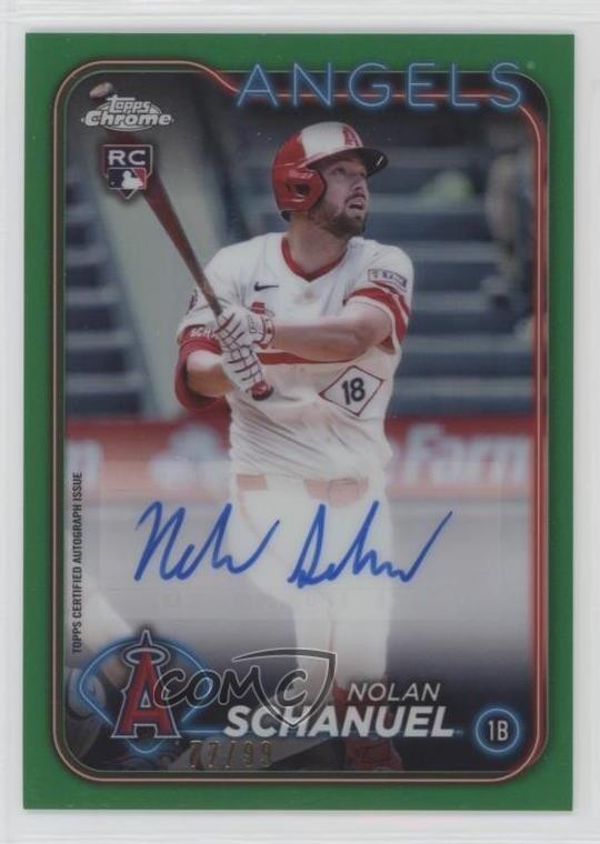 2024 Topps Chrome Update Green Refractor 77/99 Nolan Schanuel Rookie Auto RC ib6