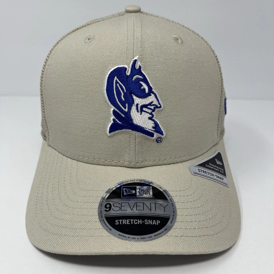 Gorra New Era 9SEVENTY NCAA Duke Blue Devils para hombre elástica con logotipo beige Foto 2 de 4