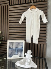 Ralph Lauren White 3M Cotton Summer Baby Romper Hat Soft Toy 3pc Complete Set