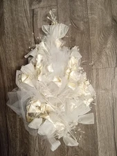 Vintage Bridal Bouquet Ivory Cream Satin Flowers Mesh Pearls 