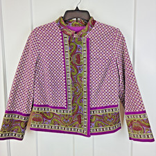 Isaac Mizrahi Purple Green Velvet Paisley Women's Jacket Size Medium f