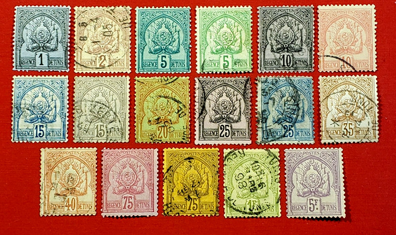 {French-TUNISIA/ Scott #9-24, 26 Mint & Used/ CV $420.00/epictronic/JC}