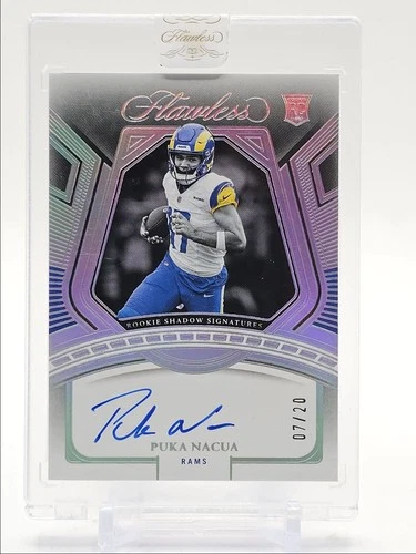PUKA NACUA 2023 FLAWLESS ROOKIE SHADOW SIGNATURES SILVER RC AUTO /20 Q6746