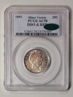 1892 25C Barber Quarter PCGS AU58 (CAC)